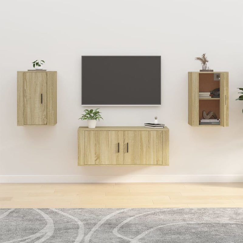 Seinäkiinnitettävät TV-tasot 2 kpl Sonoma-tammi 40x34,5x60 cm