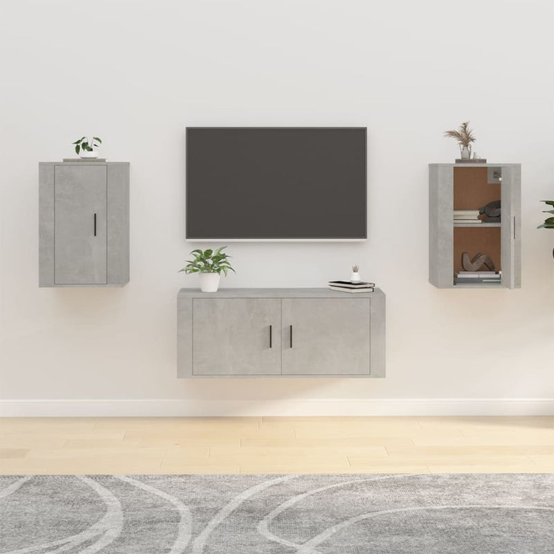 Seinäkiinnitettävät TV-tasot 2 kpl betoninharmaa 40x34,5x60 cm