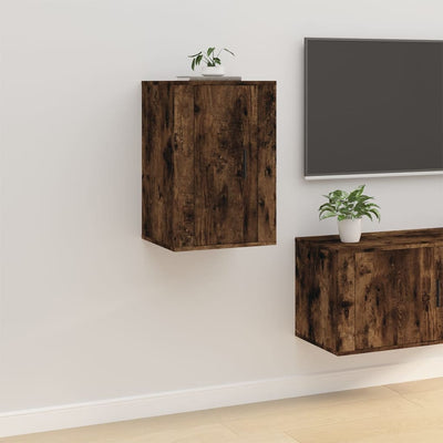 Seinäkiinnitettävät TV-tasot 2 kpl savutammi 40x34,5x60 cm