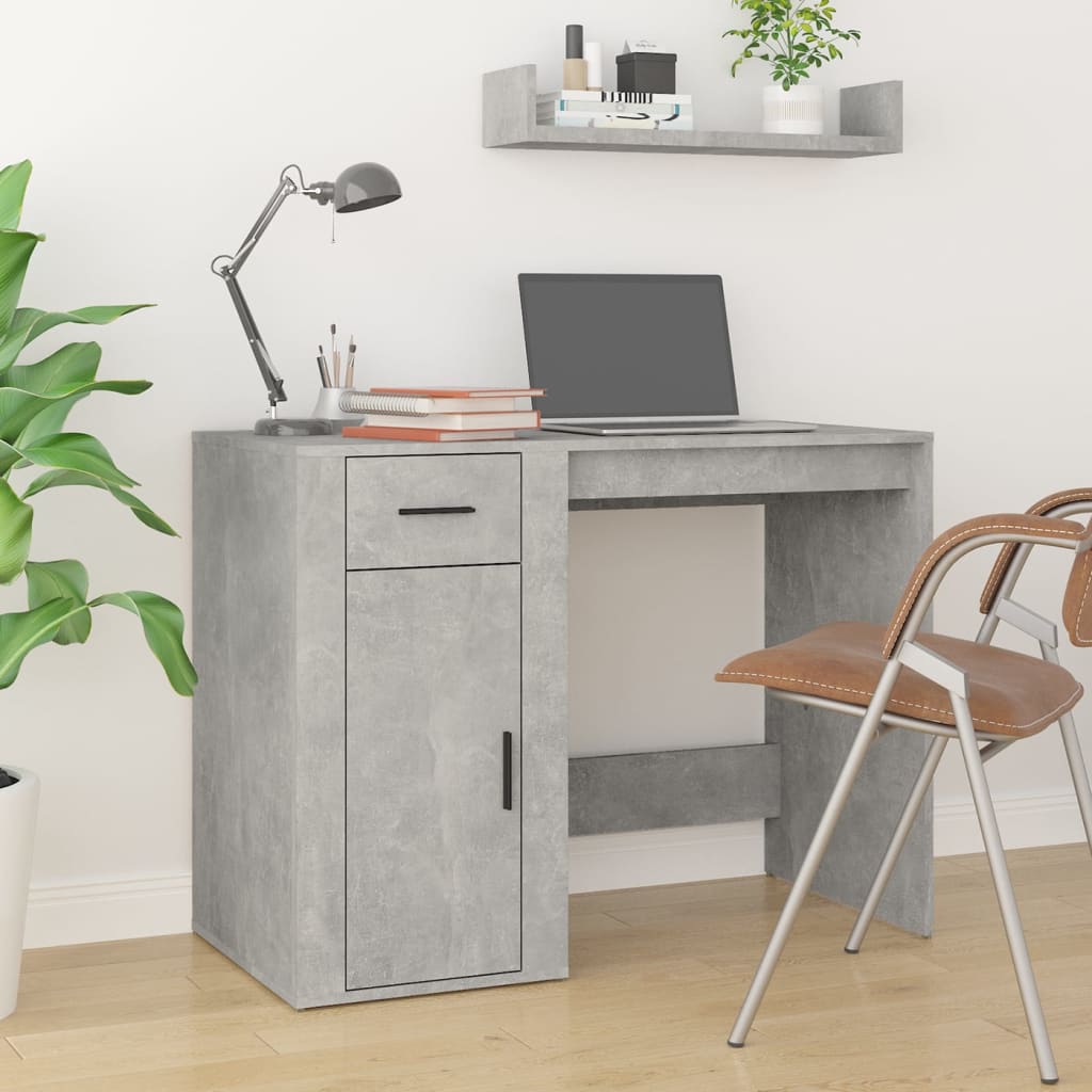 Betoninharmaa työpöytä Margareth 100x49x75cm (puinen)