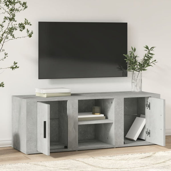 TV-taso betoninharmaa 100x31,5x35 cm tekninen puu