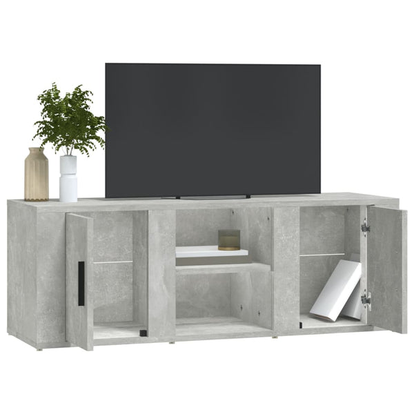 TV-taso betoninharmaa 100x31,5x35 cm tekninen puu