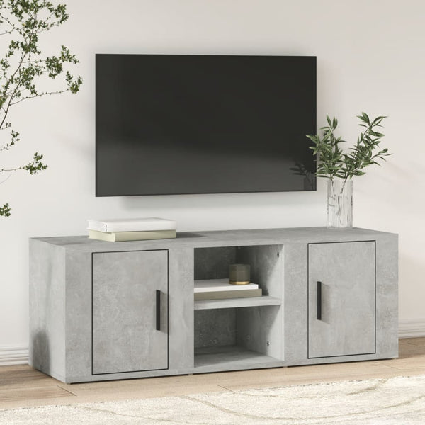 TV-taso betoninharmaa 100x31,5x35 cm tekninen puu
