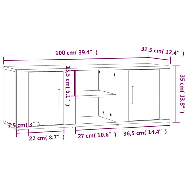 TV-taso savutammi 100x31,5x35 cm tekninen puu