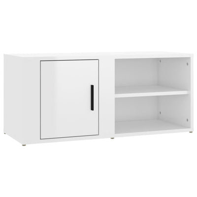 TV-taso korkeakiilto valkoinen 80x31,5x36 cm tekninen puu