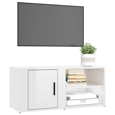 TV-taso korkeakiilto valkoinen 80x31,5x36 cm tekninen puu
