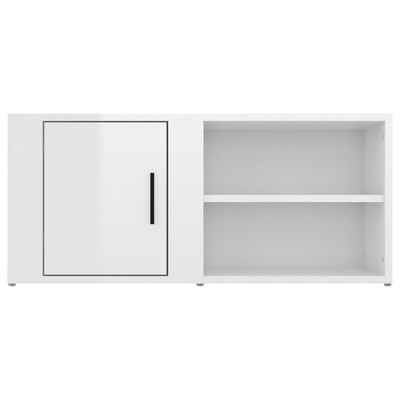 TV-taso korkeakiilto valkoinen 80x31,5x36 cm tekninen puu
