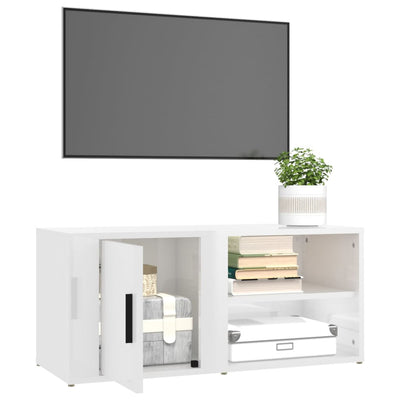 TV-tasot 2 kpl korkeakiilto valk. 80x31,5x36 cm tekninen puu