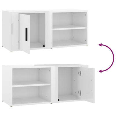 TV-tasot 2 kpl korkeakiilto valk. 80x31,5x36 cm tekninen puu