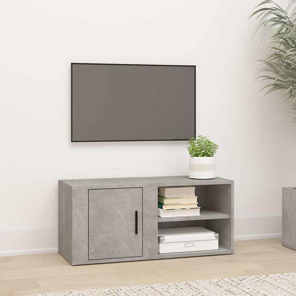 TV-taso betoninharmaa 80x31,5x36 cm tekninen puu
