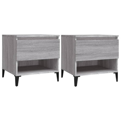 Sivupöydät 2 kpl harmaa Sonoma 50x46x50 cm tekninen puu