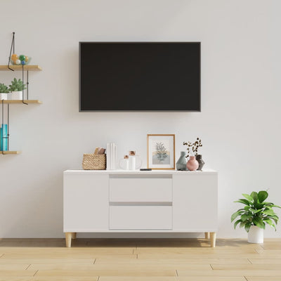 TV-taso valkoinen 102x44,5x50 cm tekninen puu