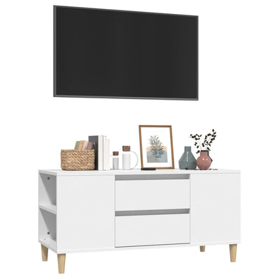 TV-taso valkoinen 102x44,5x50 cm tekninen puu