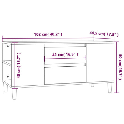 TV-taso harmaa Sonoma 102x44,5x50 cm tekninen puu