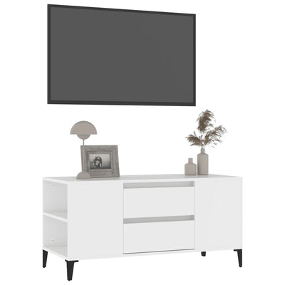 TV-taso valkoinen 102x44,5x50 cm tekninen puu