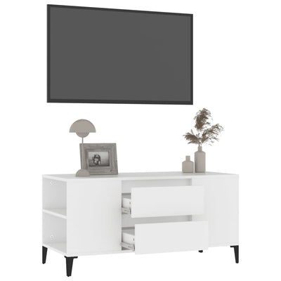 TV-taso valkoinen 102x44,5x50 cm tekninen puu