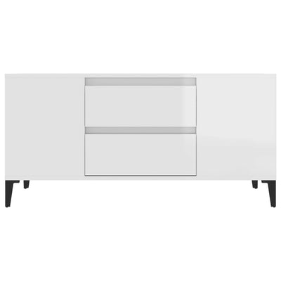 TV-taso korkeakiilto valkoinen 102x44,5x50 cm tekninen puu