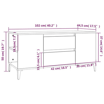 TV-taso harmaa Sonoma 102x44,5x50 cm tekninen puu