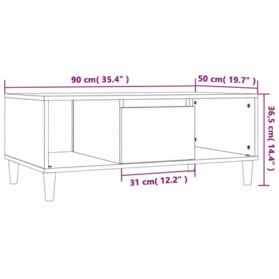 Sohvapöytä musta 90x50x36,5 cm tekninen puu