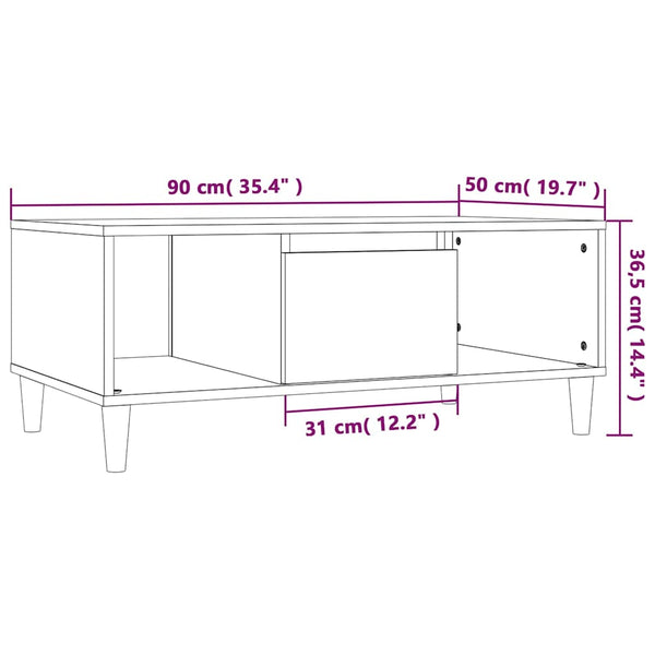 Sohvapöytä betoninharmaa 90x50x36,5 cm tekninen puu