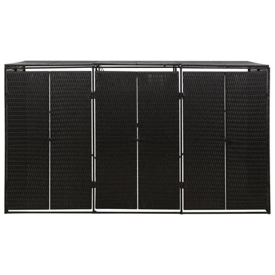 Kolmen roska-astian vaja musta 207x80x117 cm polyrottinki