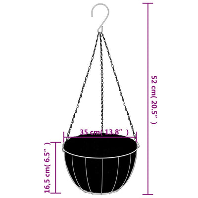 Riippuvat kukkaruukut 4 kpl kookosvuori musta Ø 35x52 cm teräs
