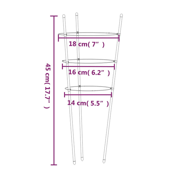Vihreä puutarhan kasvituet Loc 45cm (3 rengasta 5 kpl teräs)