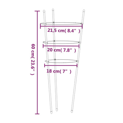 Puutarhan kasvituet 3 rengasta 5 kpl vihreä 60 cm teräs