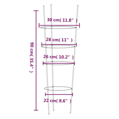 Puutarhan kasvituet 4 rengasta 5 kpl vihreä 90 cm teräs