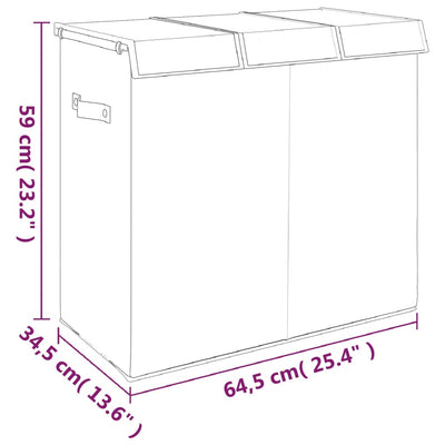Harmaa kokoontaittuva pyykkikori Eszetera 64,5x34,5x59cm (pellavakangas)