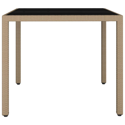 Puutarhapöytä beige polyrottinki / karkaistu lasi