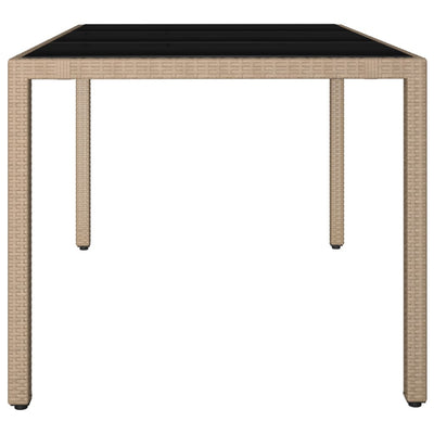 Beige puutarhapöytä Teodosea (polyrottinki / karkaistu lasi)