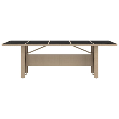 Beige puutarhapöytä Teodosea (polyrottinki / karkaistu lasi)