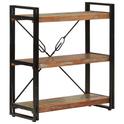 3-tasoinen Kirjahylly 77x30x80 cm kierrätetty täyspuu ja rauta