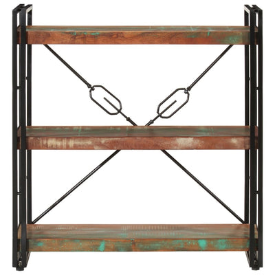3-tasoinen Kirjahylly 77x30x80 cm kierrätetty täyspuu ja rauta