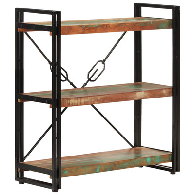 3-tasoinen Kirjahylly 77x30x80 cm kierrätetty täyspuu ja rauta