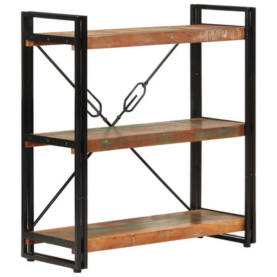 3-tasoinen Kirjahylly 77x30x80 cm kierrätetty täyspuu ja rauta