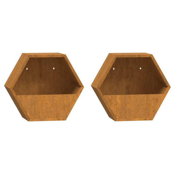 Ruoste corten teräs kukkalaatikot Wes 30x10x25cm (2 kpl)