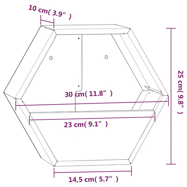 Ruoste corten teräs kukkalaatikot Wes 30x10x25cm (2 kpl)