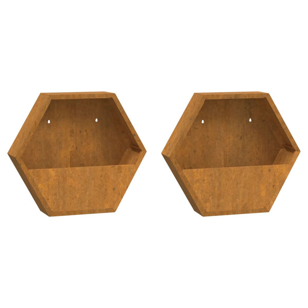 Ruoste corten teräs kukkalaatikot Wes 46x10x40cm (2 kpl)