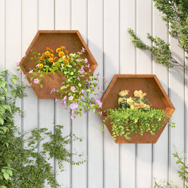 Ruoste corten teräs kukkalaatikot Wes 46x10x40cm (2 kpl)