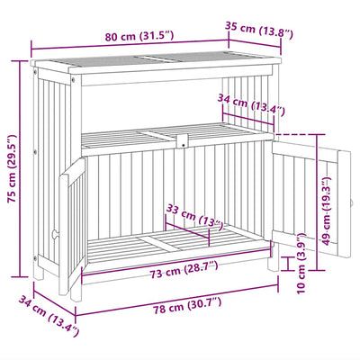 Konsolipöytä ulos Zozo 80x35x75cm (akasiapuu)