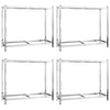 2-tasoinen Rengasteline 4 kpl hopea 110x40x110 cm teräs