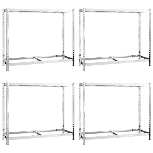 2-tasoinen Rengasteline 4 kpl hopea 110x40x110 cm teräs