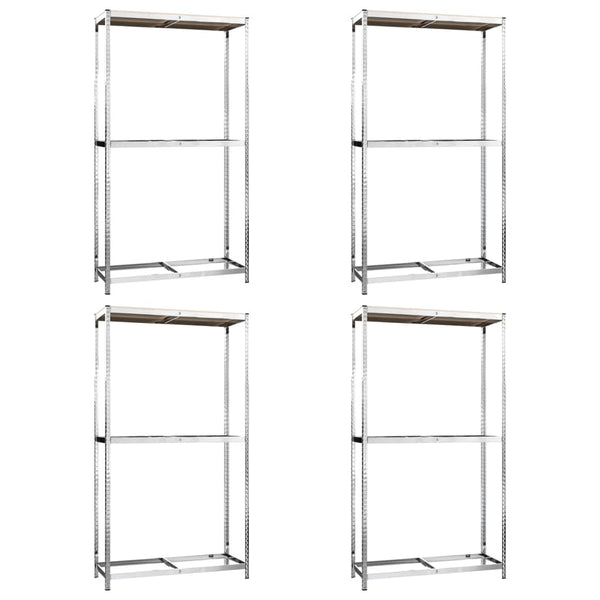 2-tasoinen Rengasteline 4 kpl hopea 110x40x180 cm teräs