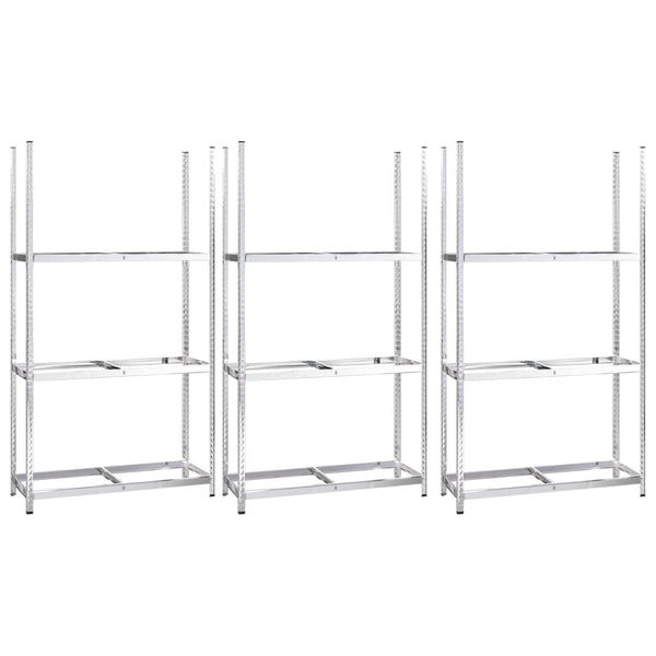 3-tasoinen Rengasteline 3 kpl hopea 110x40x200 cm teräs