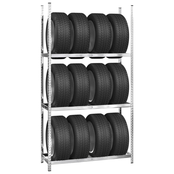 3-tasoinen Rengasteline 3 kpl hopea 110x40x200 cm teräs