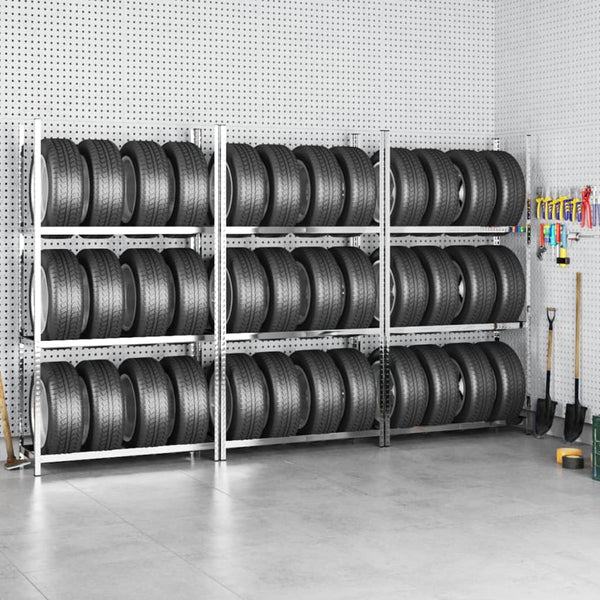 3-tasoinen Rengasteline 3 kpl hopea 110x40x200 cm teräs