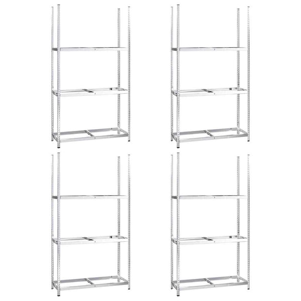 3-tasoinen Rengasteline 4 kpl hopea 110x40x200 cm teräs