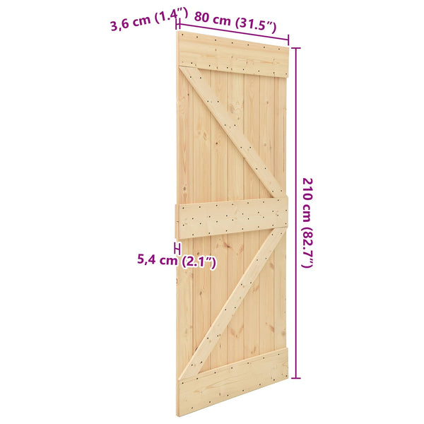 Ovi NARVIK 80 x 210 cm Massiivinen mänty (käsittelemätön)